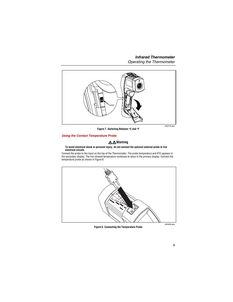 Using the contact temperature probe | Fluke 561 User Manual | Page 13 / 22