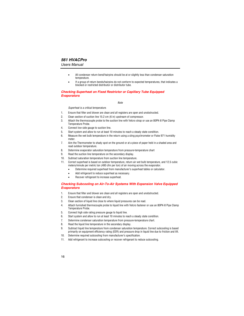 561 hvacpro, Users manual | Fluke 561 User Manual | Page 20 / 22