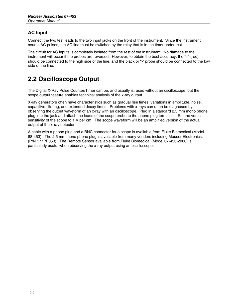 2 oscilloscope output | Fluke 07-453 User Manual | Page 8 / 10