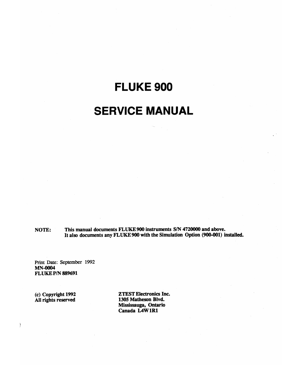 Fluke 900 User Manual | 182 pages