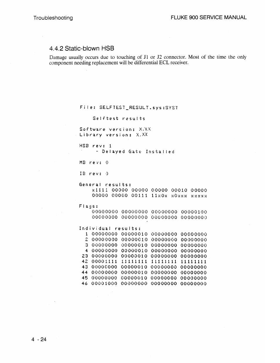2 static-blown hsb, 2 static-blown hsb - 2 4 | Fluke 900 User Manual | Page 76 / 182