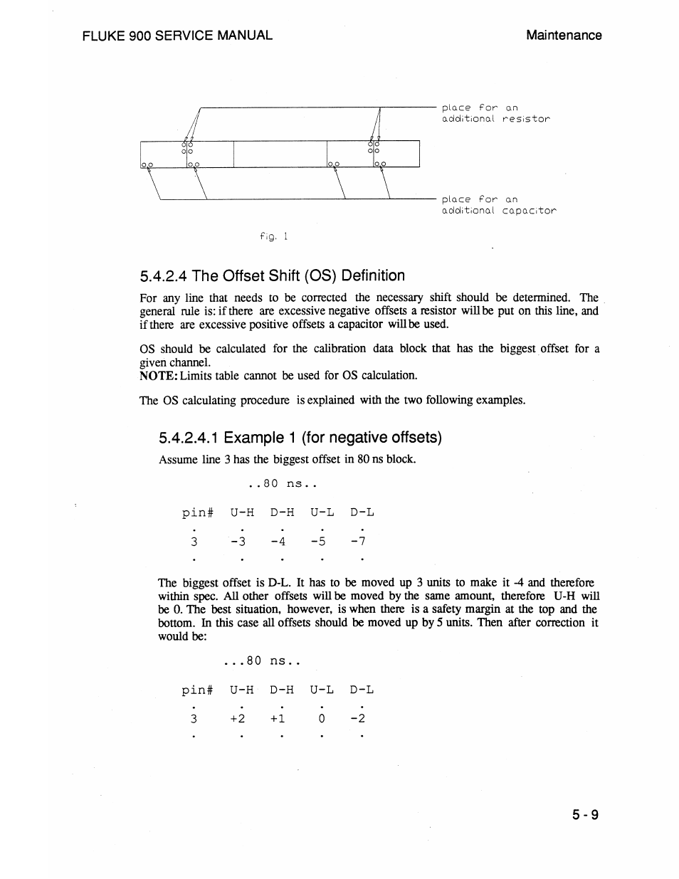 S.4.2.4 the offset shift (os) definition, 1 example 1 (for negative offsets), 4 the offset shift (os) definition - 9 | 1 example 1 (for negative offsets) -9 | Fluke 900 User Manual | Page 87 / 182