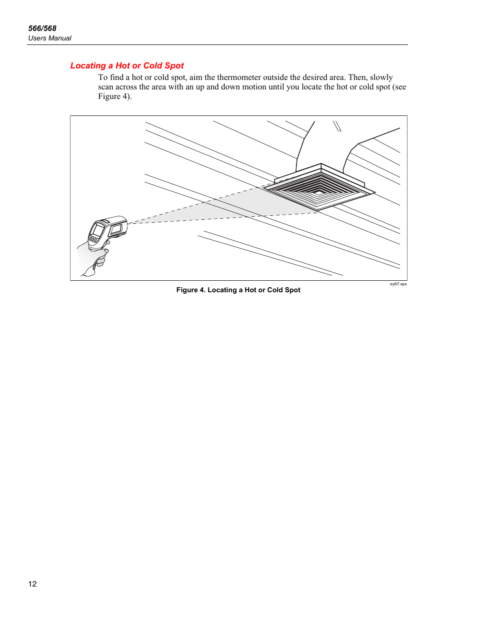 Locating a hot or cold spot | Fluke 566 User Manual | Page 20 / 30