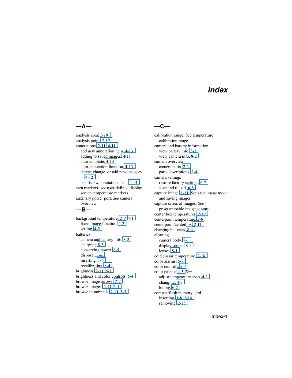 Index | Fluke Ti50 User Manual | Page 133 / 136