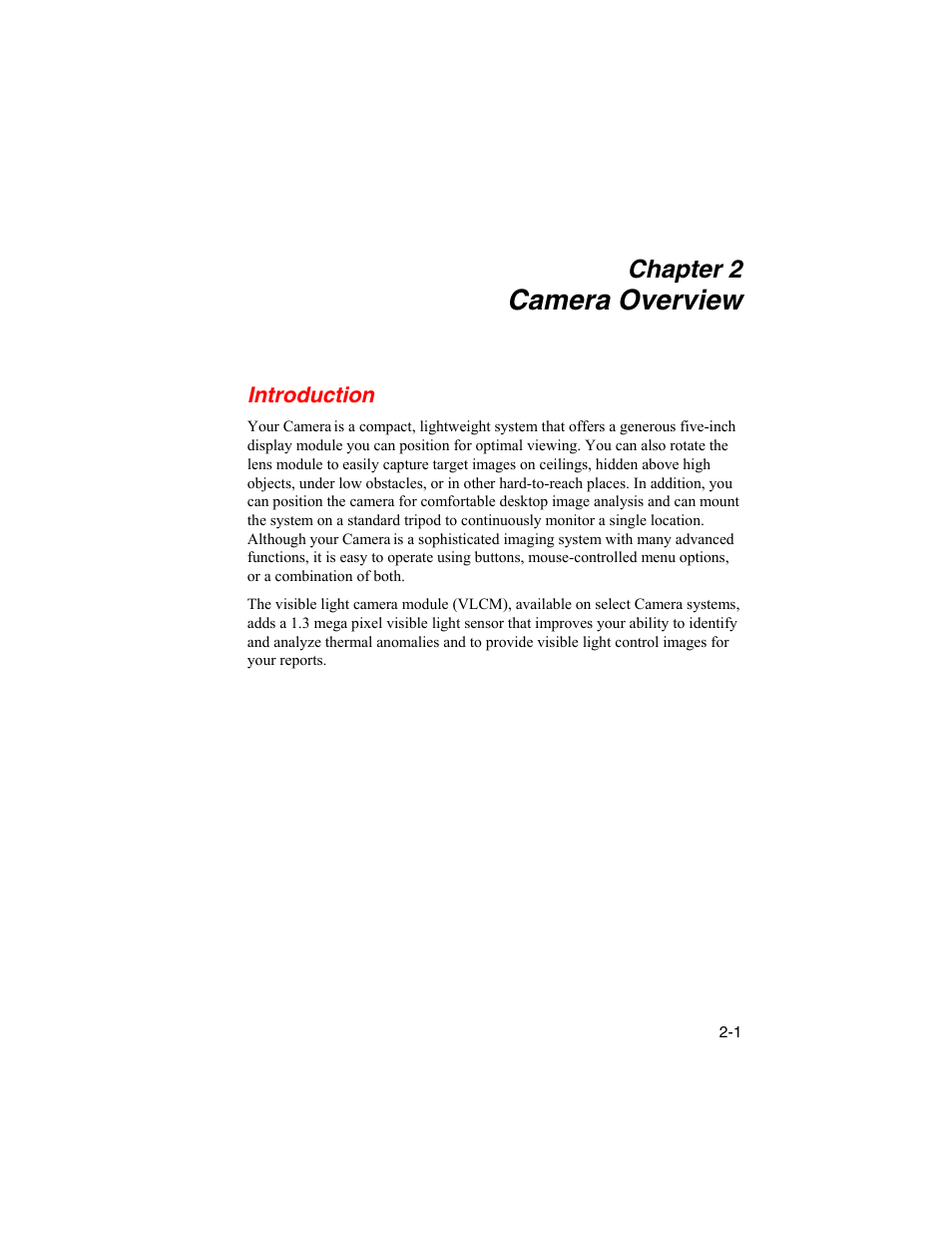 Camera overview, Introduction, Chapter 2 | Fluke Ti50 User Manual | Page 25 / 136