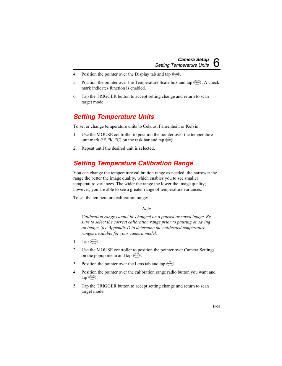 Setting temperature units, Setting temperature calibration range | Fluke Ti50 User Manual | Page 69 / 136