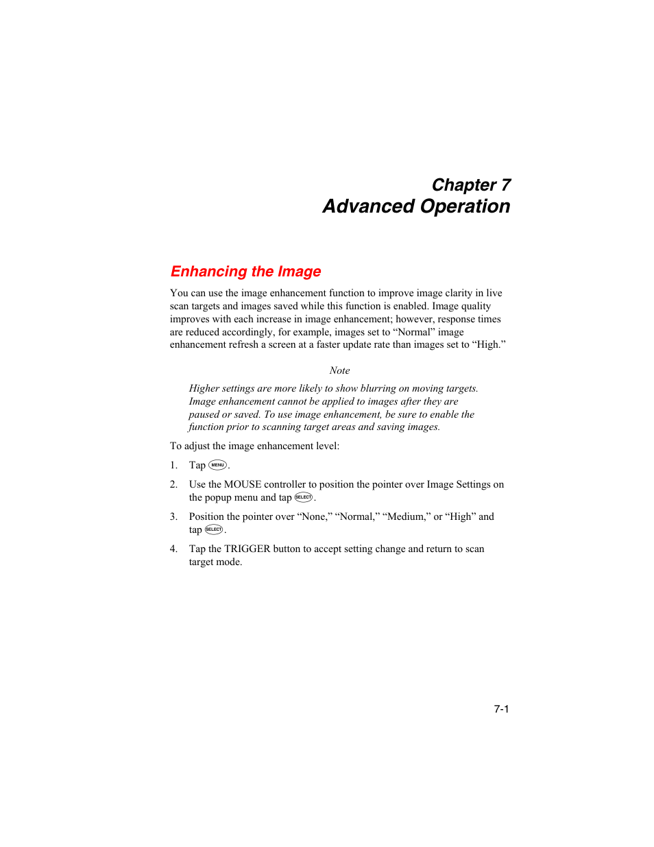 Advanced operation, Enhancing the image, Chapter 7 | Fluke Ti50 User Manual | Page 77 / 136