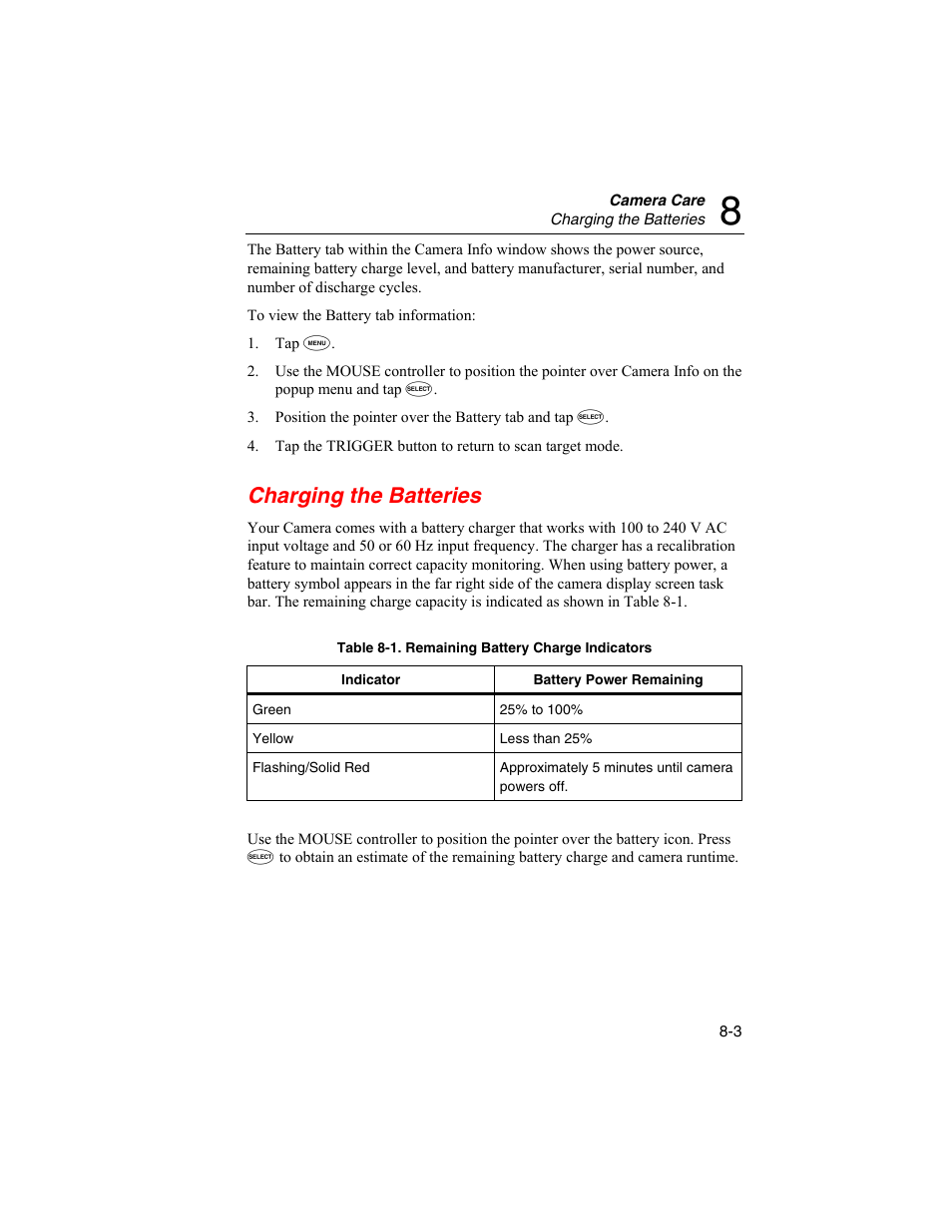 Charging the batteries | Fluke Ti50 User Manual | Page 87 / 136