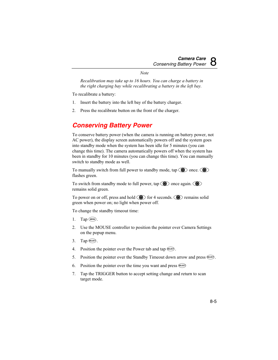 Conserving battery power | Fluke Ti50 User Manual | Page 89 / 136