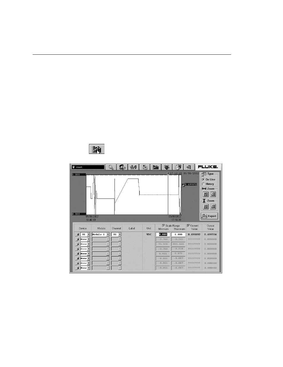 Using trend to view collected data | Fluke Data Acquisition System/Data Logging System 2680A User Manual | Page 66 / 74