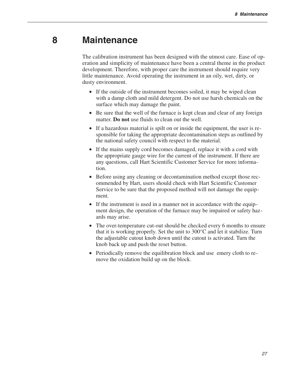 8 maintenance 27, Maintenance, 8maintenance | Fluke 9112A User Manual | Page 28 / 47