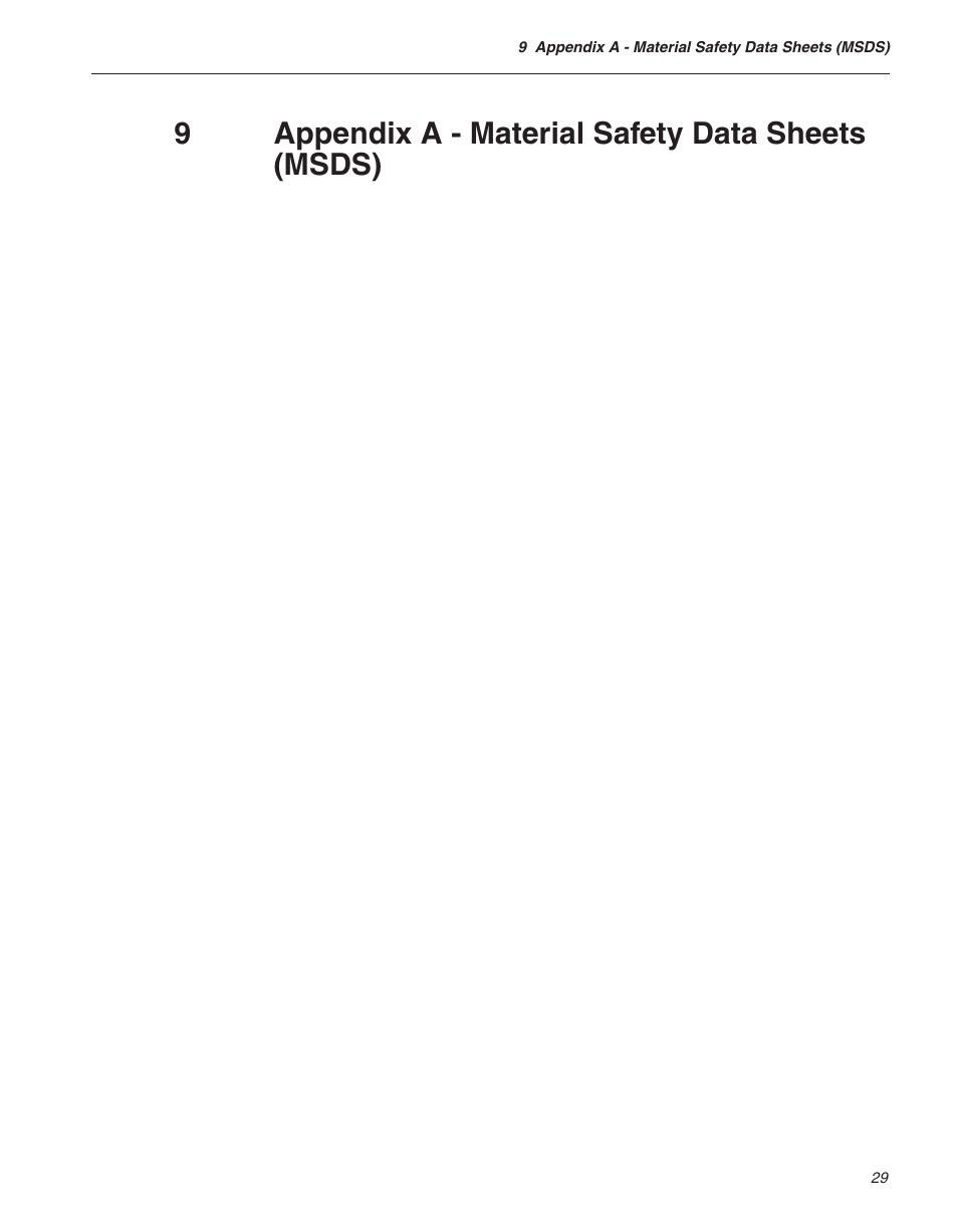 Appendix a - material safety data sheets (msds), 9appendix a - material safety data sheets (msds) | Fluke 9112A User Manual | Page 29 / 47