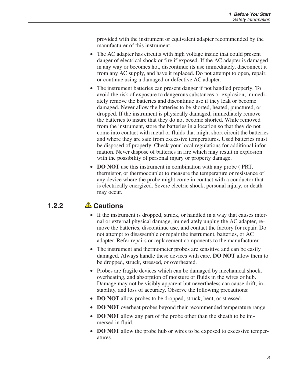 2 cautions 3, Cautions, 2 cautions | Fluke 1529 Chub-E4 User Manual | Page 14 / 154