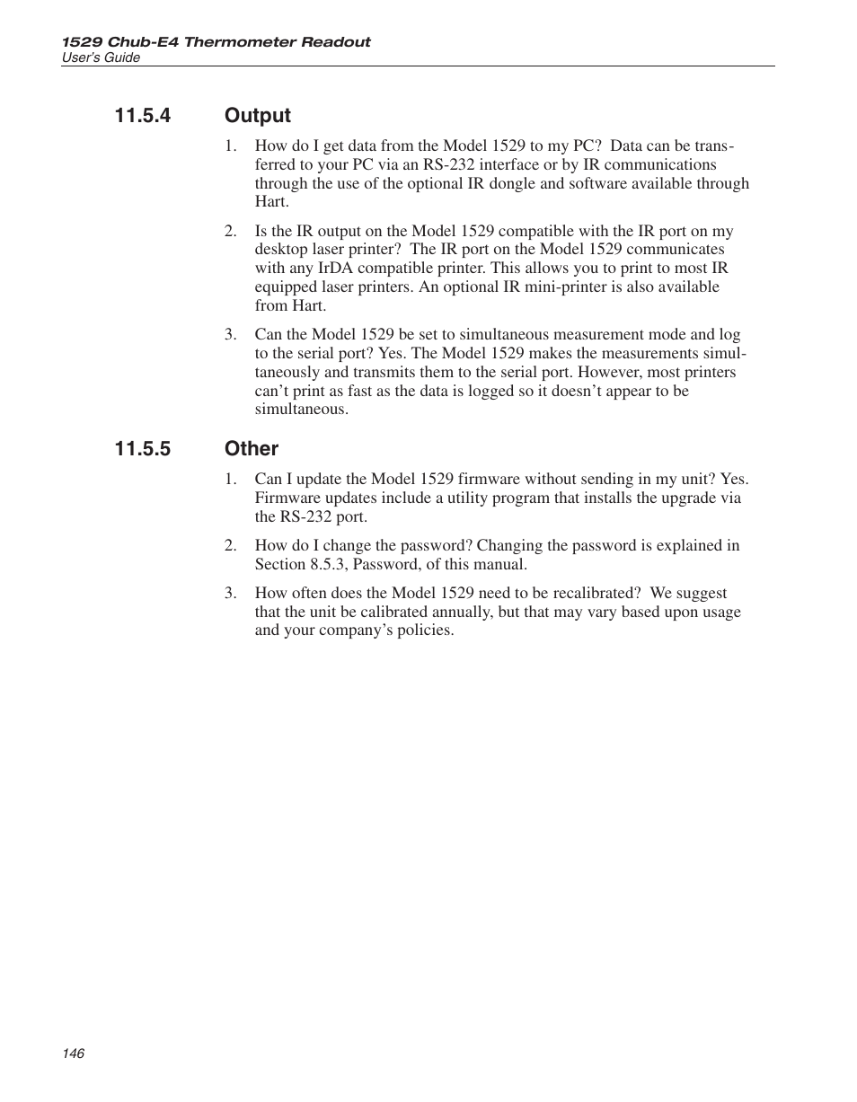 4 output 146, 5 other 146, Output | Other | Fluke 1529 Chub-E4 User Manual | Page 151 / 154