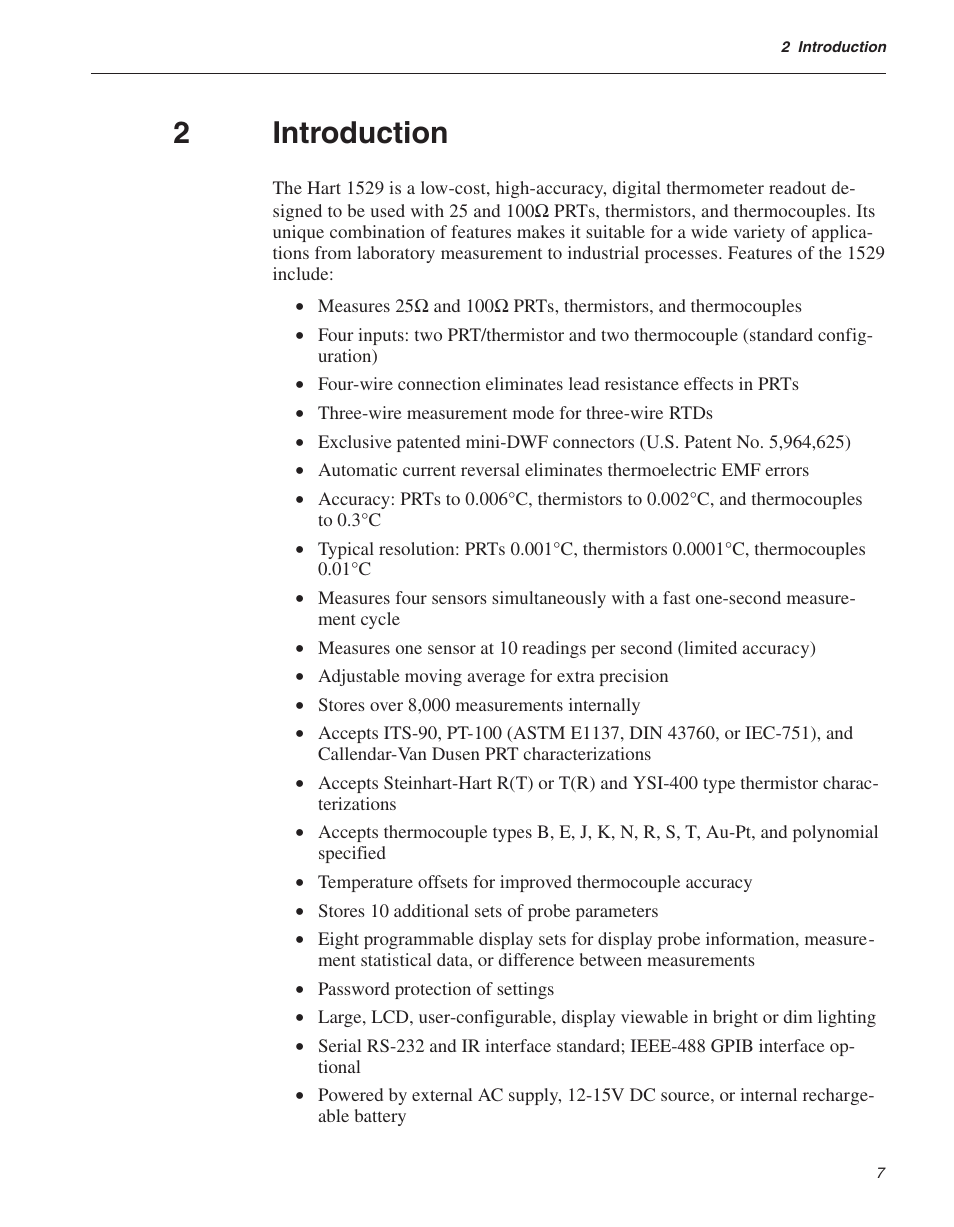 2 introduction 7, Features 7, 17, Introduction | 2introduction | Fluke 1529 Chub-E4 User Manual | Page 17 / 154
