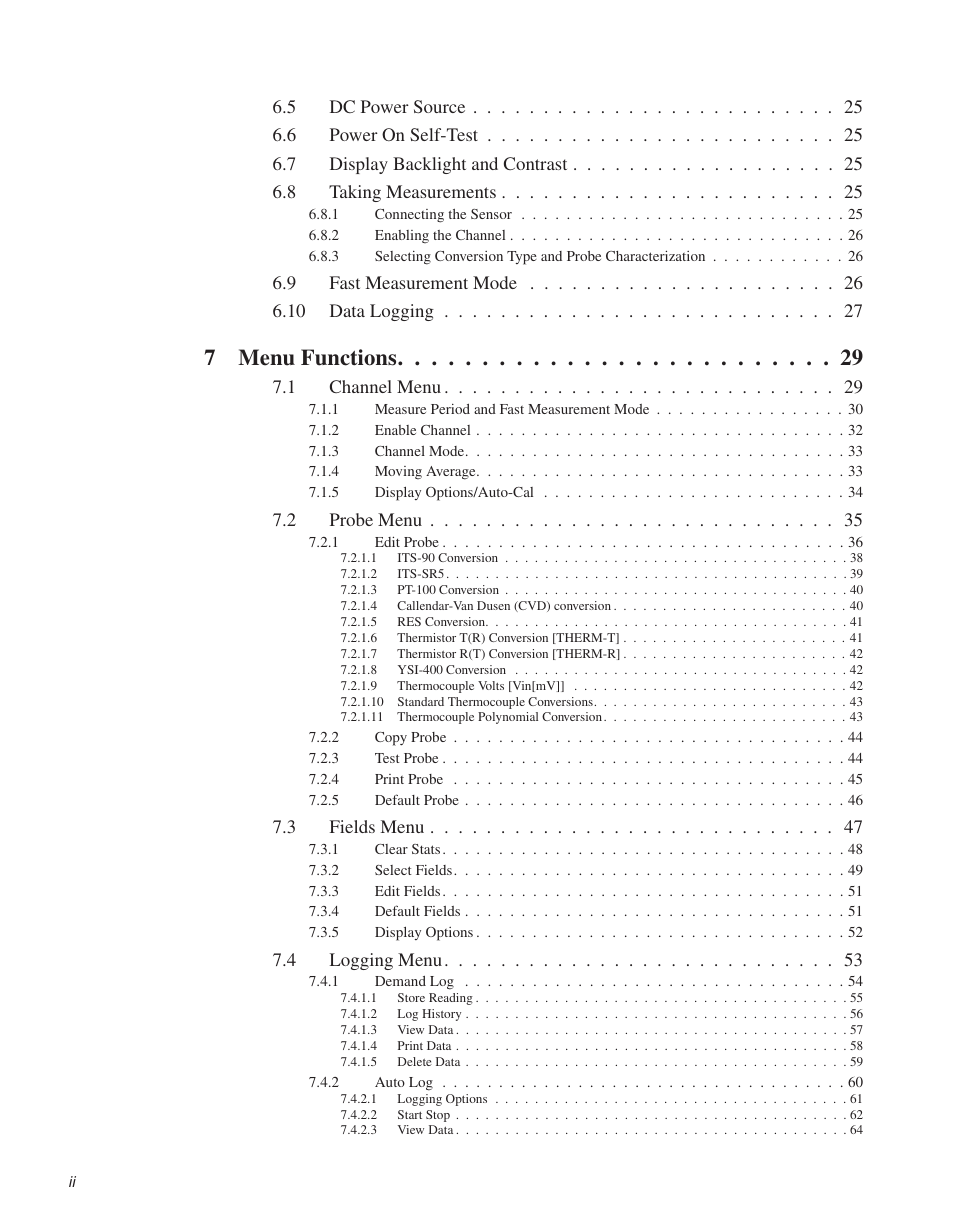 7menu functions | Fluke 1529 Chub-E4 User Manual | Page 4 / 154