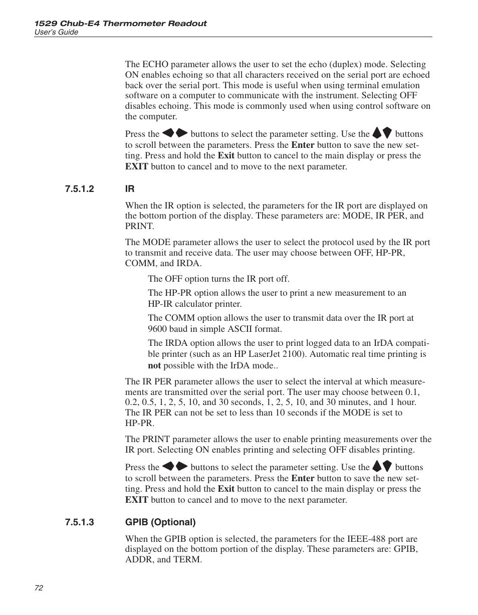 2 ir 72, 3 gpib (optional) 72, Gpib port 72 | Ieee-488 72, 79, Ir period 72, Ir port 72, 142, Irda 72, Ir 72, Gpib (optional) | Fluke 1529 Chub-E4 User Manual | Page 78 / 154