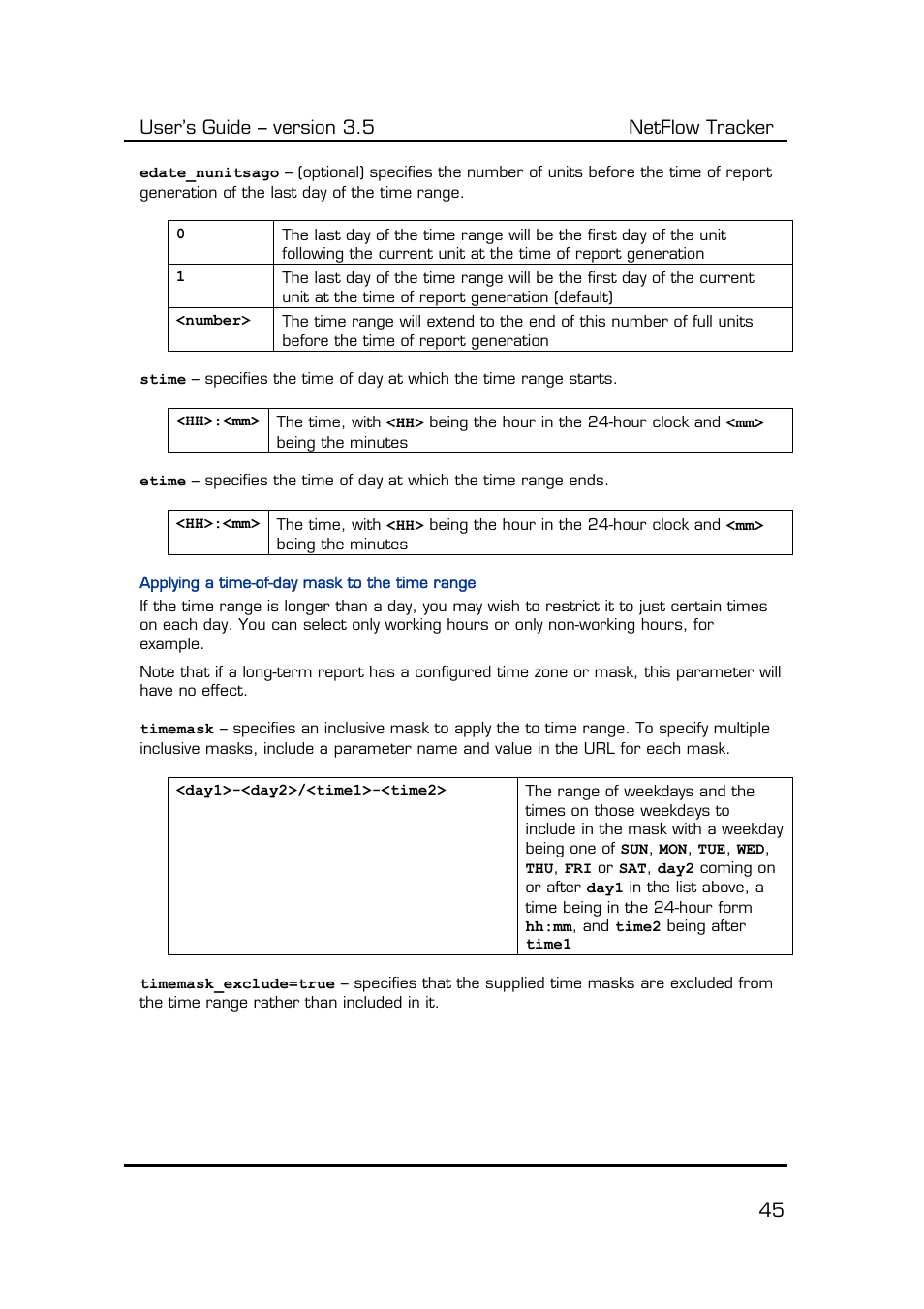 Applying a time-of-day mask to the time range, User’s guide – version 3.5 netflow tracker 45 | Fluke Computer Accessories User Manual | Page 45 / 88