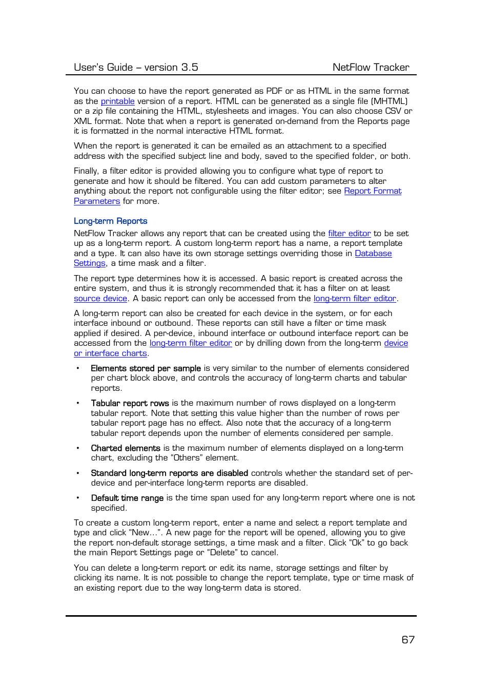 Long-term reports, User’s guide – version 3.5 netflow tracker 67 | Fluke Computer Accessories User Manual | Page 67 / 88