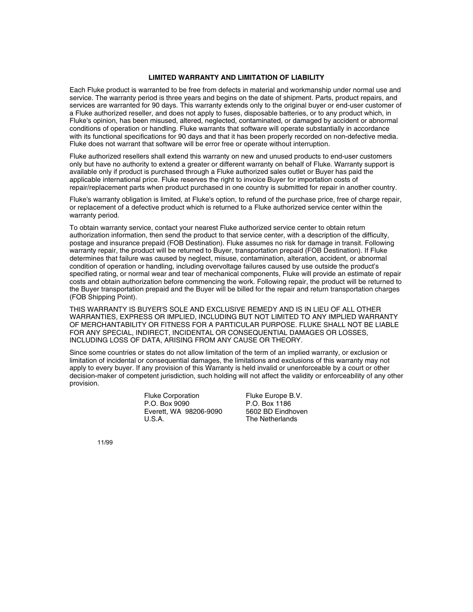 Warranty | Fluke 700G User Manual | Page 2 / 26