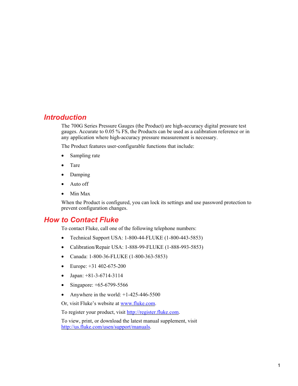 Introduction, How to contact fluke | Fluke 700G User Manual | Page 9 / 26
