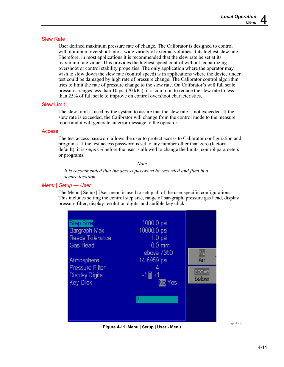Menu | setup — user | Fluke RUSKA 7350 User Manual | Page 35 / 78