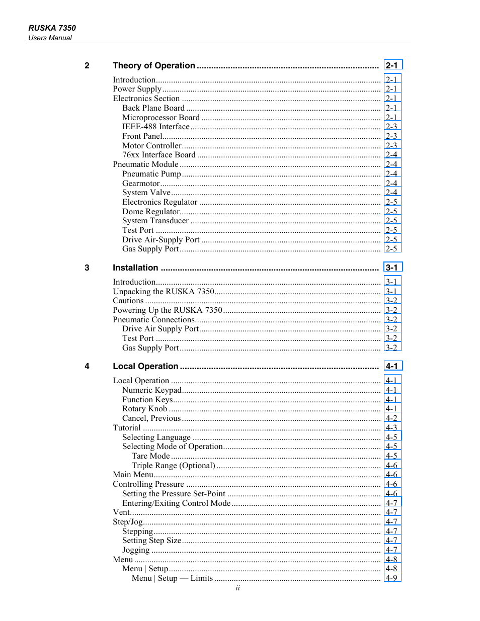 Fluke RUSKA 7350 User Manual | Page 4 / 78