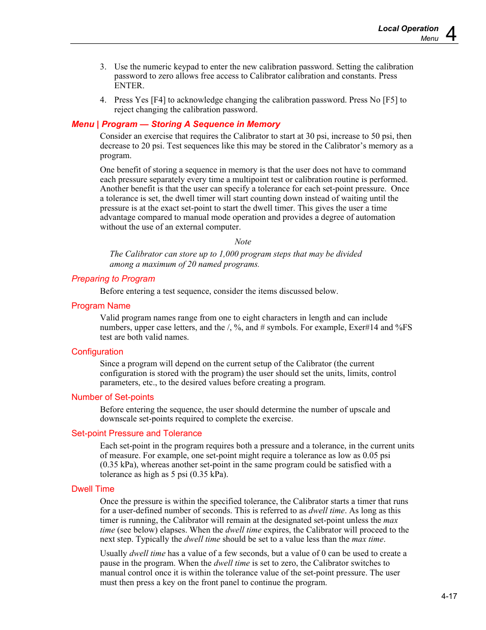 Menu | program — storing a sequence in memory, Preparing to program | Fluke RUSKA 7350 User Manual | Page 41 / 78