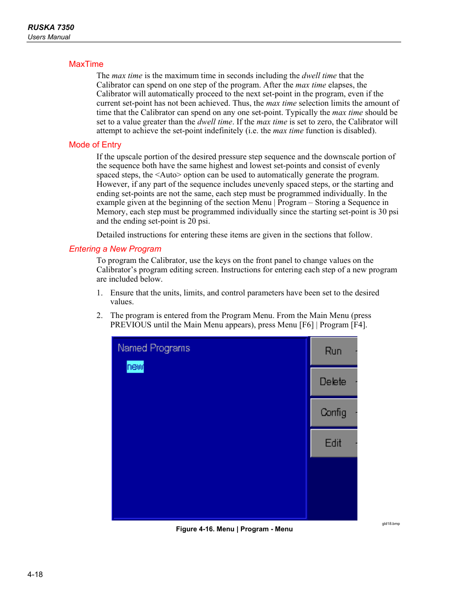 Entering a new program | Fluke RUSKA 7350 User Manual | Page 42 / 78
