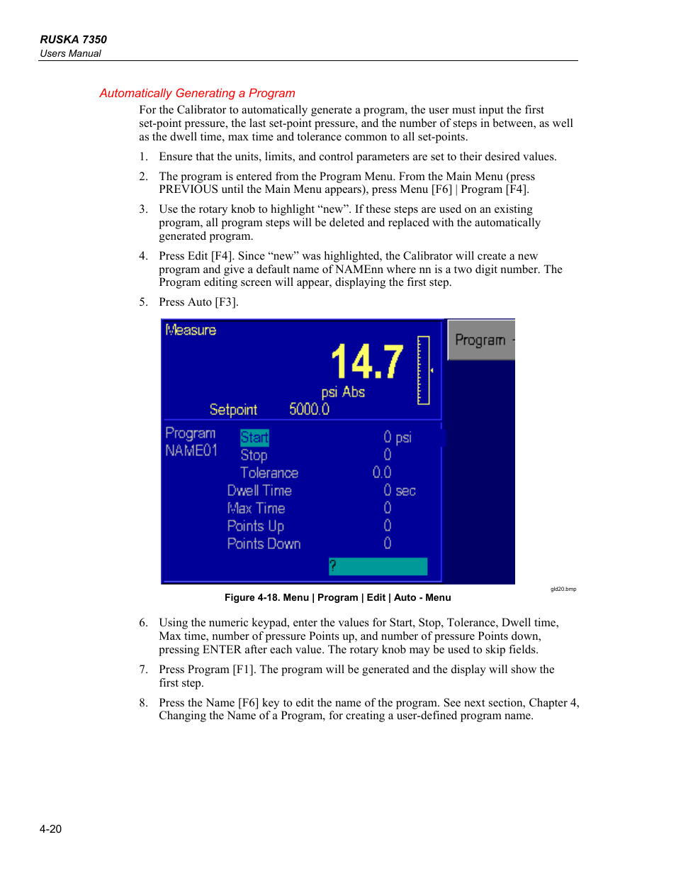 Automatically generating a program | Fluke RUSKA 7350 User Manual | Page 44 / 78