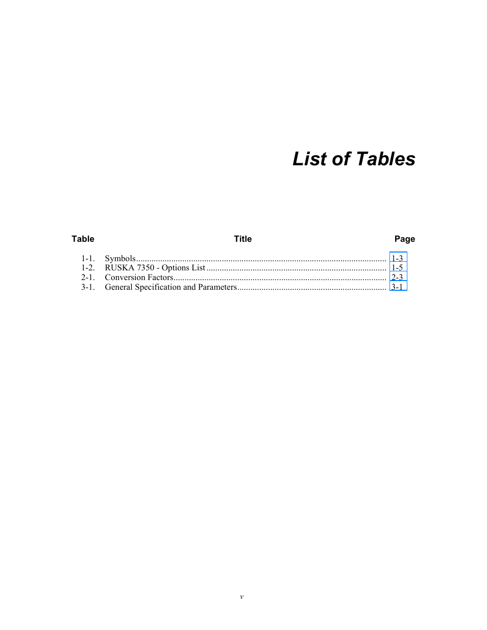 List of tables | Fluke RUSKA 7350 User Manual | Page 7 / 78