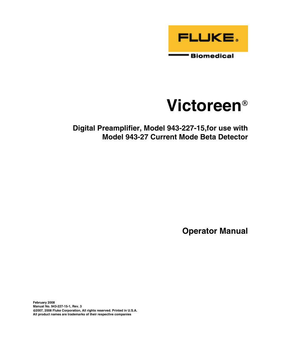 Fluke 943-227-15 User Manual | 45 pages