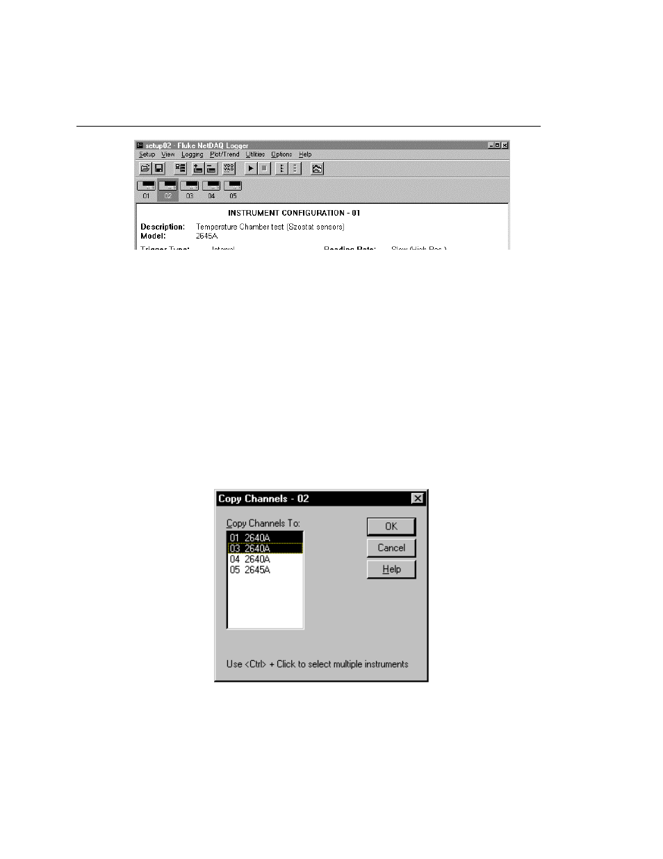 Copying a channels configuration, Copying a channels configuration 3-34 | Fluke NetDAQ 2645A User Manual | Page 120 / 353