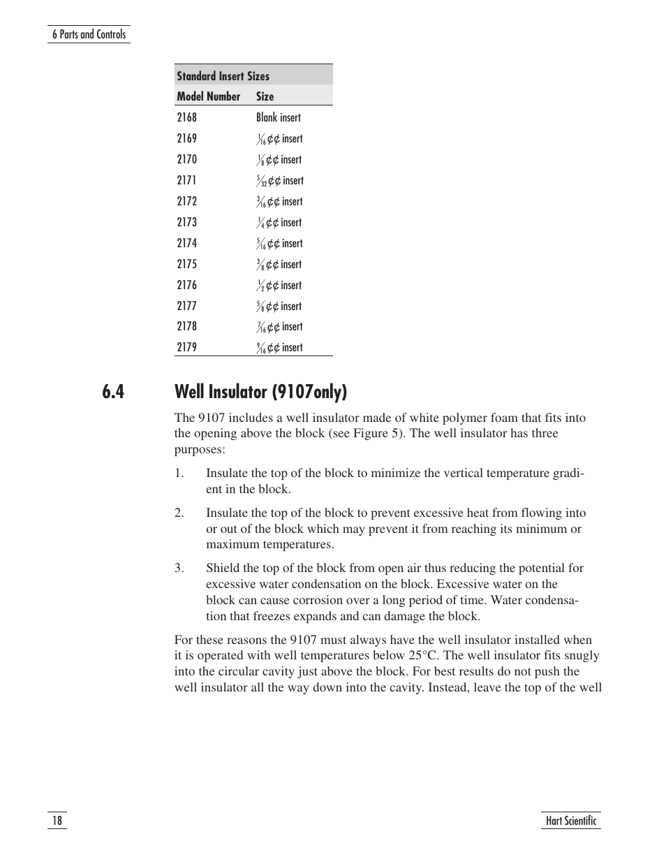4 well insulator (9107only) 18, Well insulator (9107only) | Fluke 9107 User Manual | Page 24 / 65