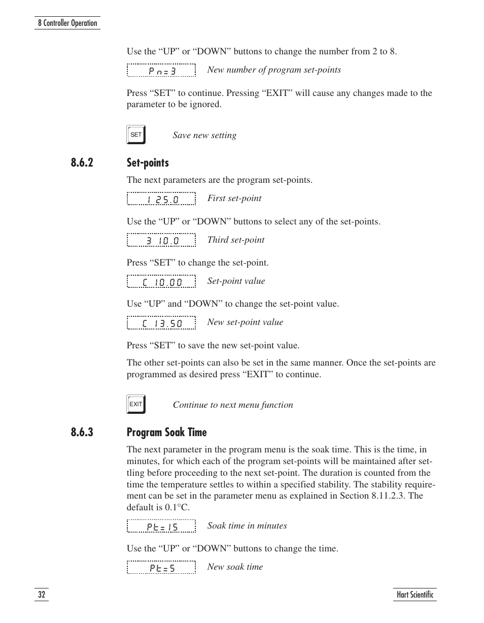 2 set-points 32, 3 program soak time 32, 2 set-points 8.6.3 program soak time | Section 8.6.2), N 8.6.3) | Fluke 9107 User Manual | Page 37 / 65