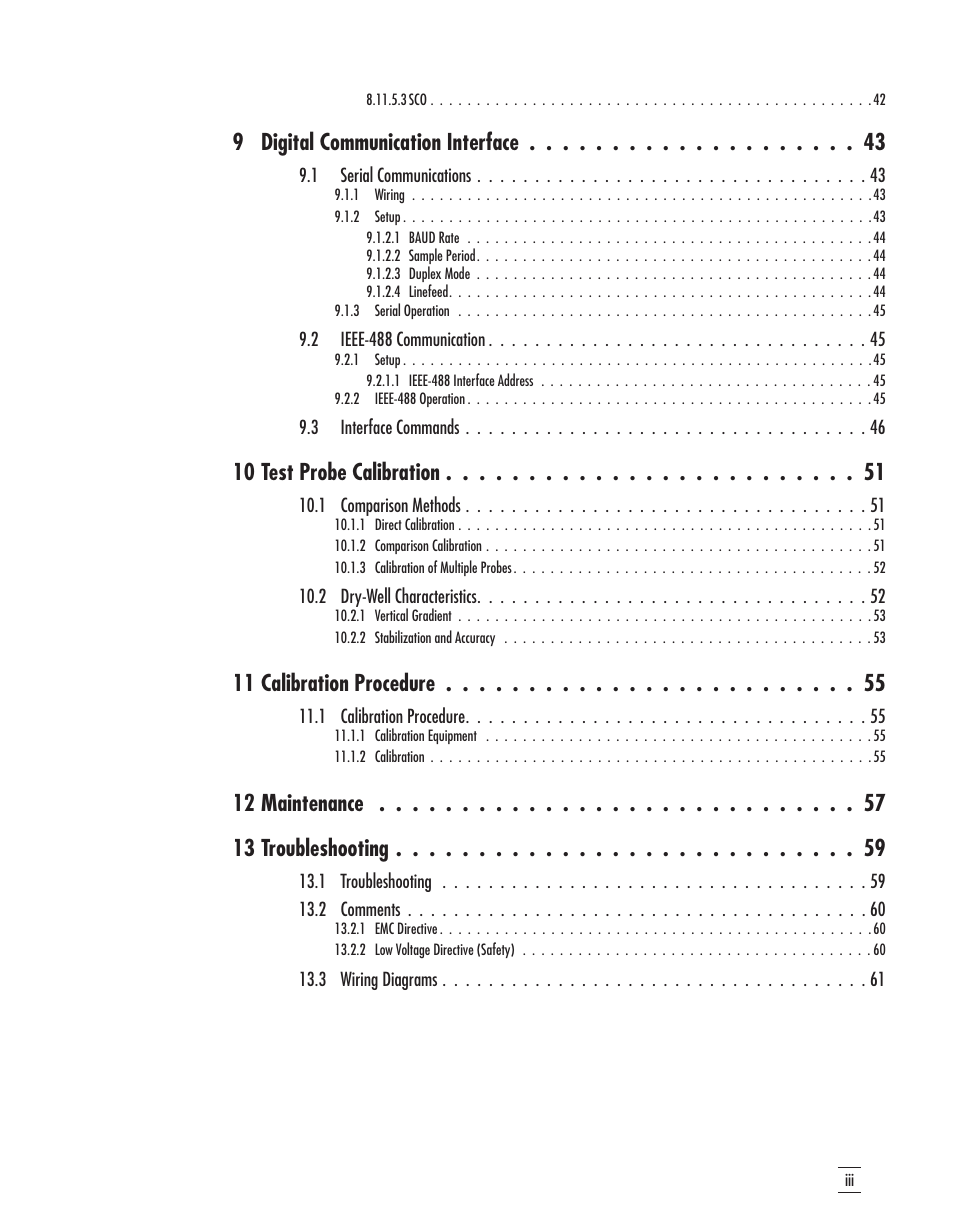 9 digital communication interface, 10 test probe calibration, 11 calibration procedure | 12 maintenance 13 troubleshooting | Fluke 9107 User Manual | Page 5 / 65