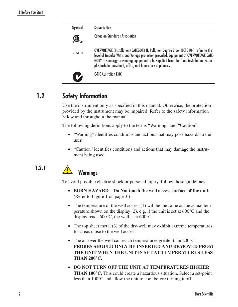 2 safety information 2, 1 warnings 2, Safety information | 1 warnings, 2 safety information | Fluke 9107 User Manual | Page 9 / 65