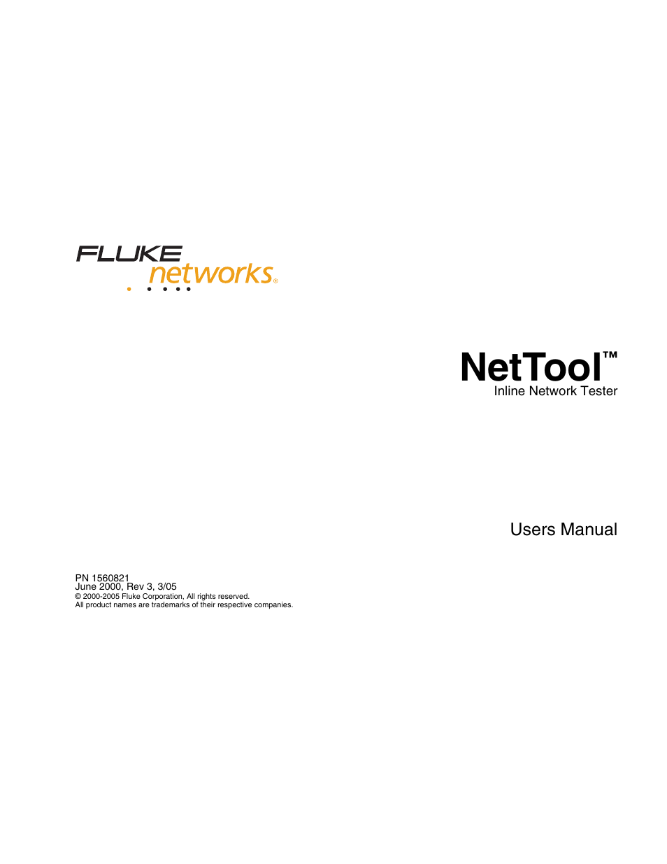 Fluke Network Tester User Manual | 102 pages