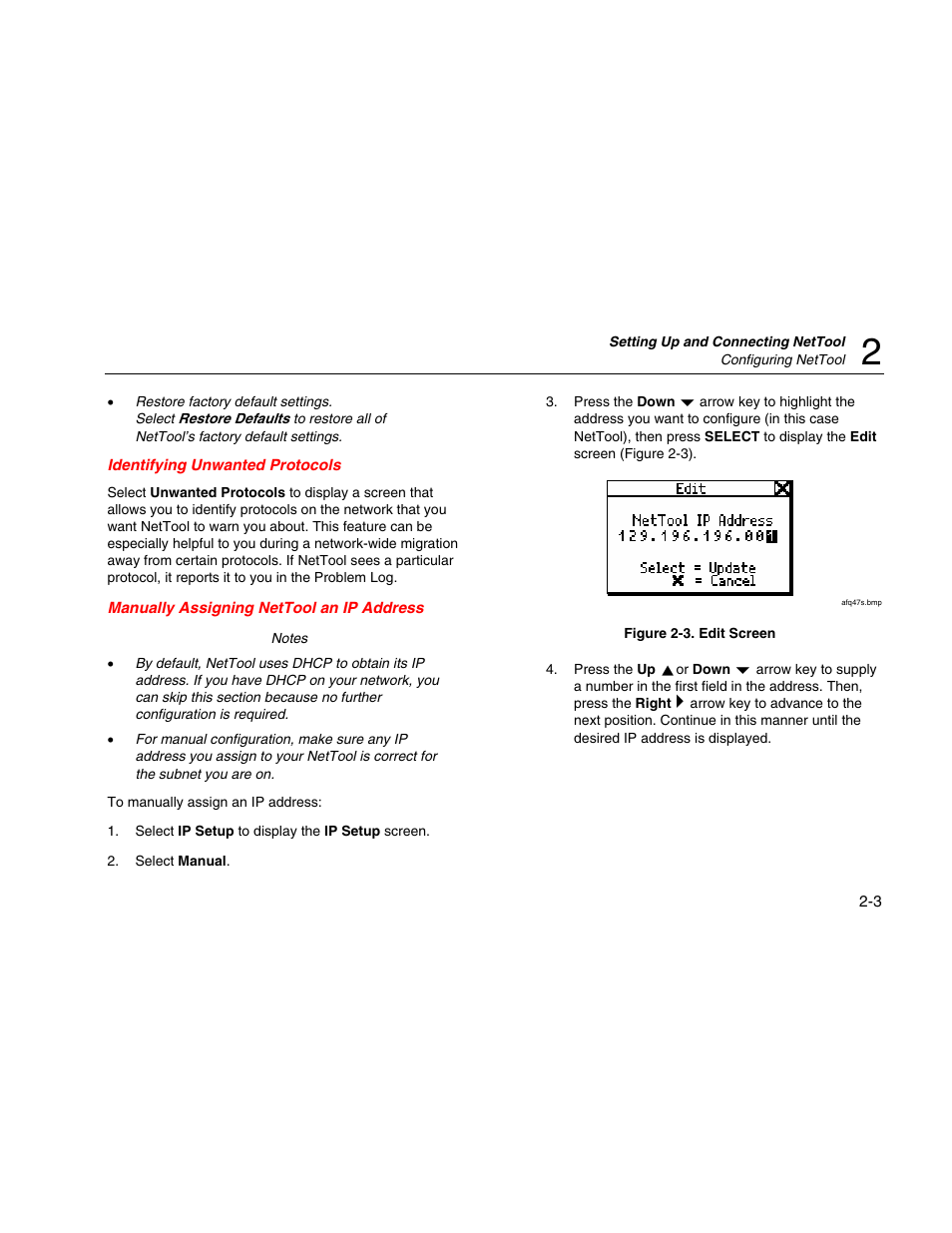 Identifying unwanted protocols, Manually assigning nettool an ip address | Fluke Network Tester User Manual | Page 25 / 102