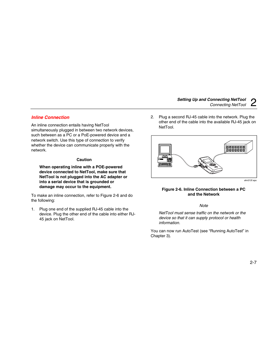 Inline connection | Fluke Network Tester User Manual | Page 29 / 102