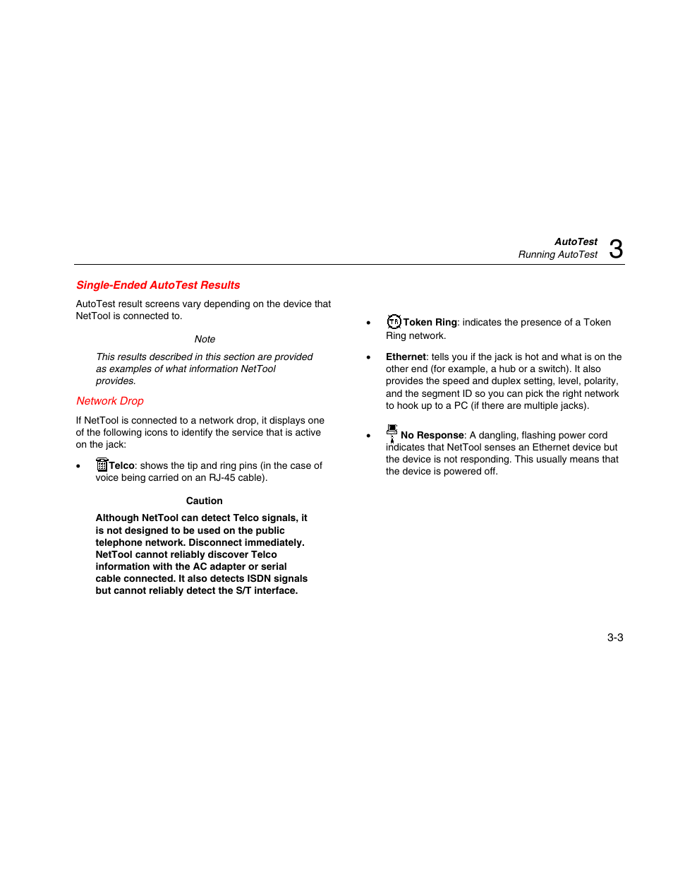 Single-ended autotest results, Network drop | Fluke Network Tester User Manual | Page 33 / 102