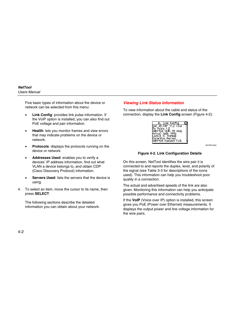 Viewing link status information | Fluke Network Tester User Manual | Page 40 / 102