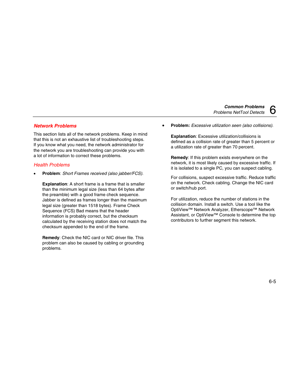 Network problems, Health problems | Fluke Network Tester User Manual | Page 57 / 102