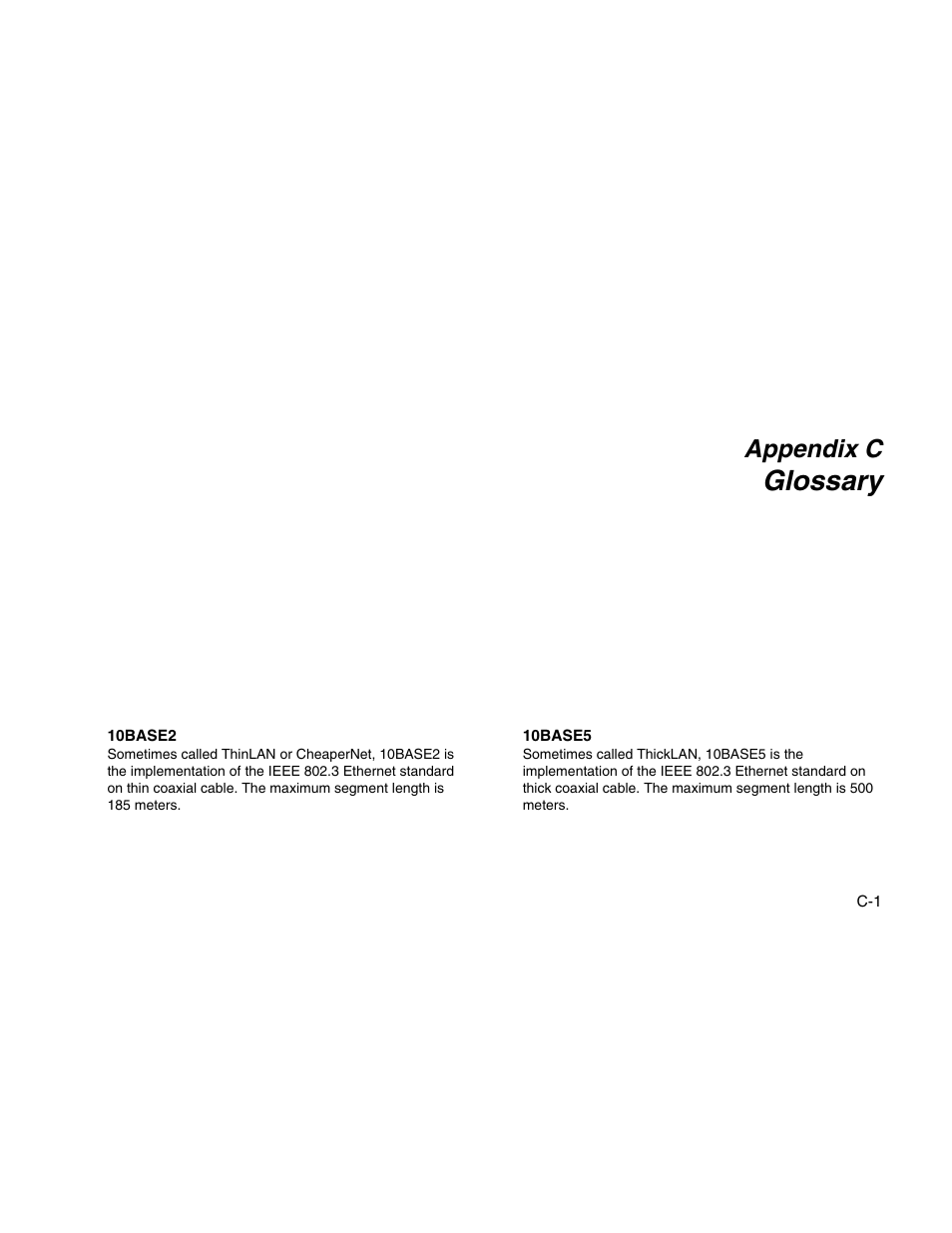 C. glossary, Glossary, Appendix c | Fluke Network Tester User Manual | Page 87 / 102