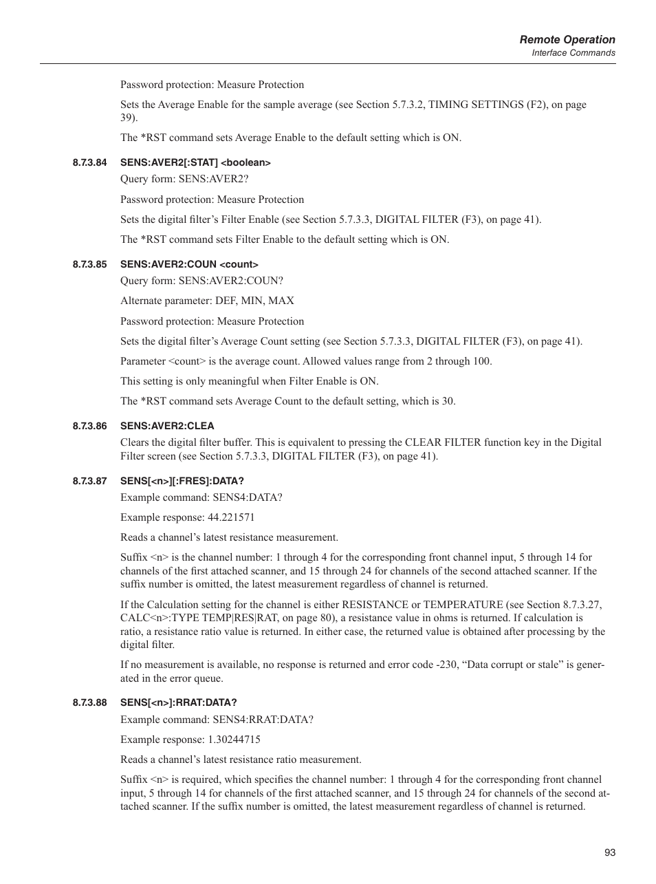 84 sens:aver2[:stat] <boolean, 85 sens:aver2:coun <count, 86 sens:aver2:clea | 87 sens[<n>][:fres]:data, 88 sens[<n>]:rrat:data, Sens:aver2[:stat] <boolean, Sens:aver2:coun <count | Fluke 1595A User Manual | Page 103 / 130