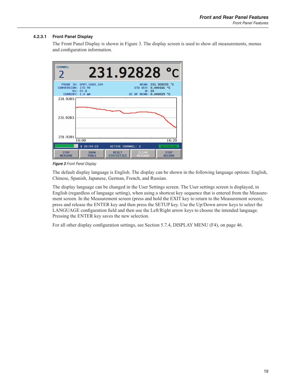 1 front panel display, Figure 3 front panel display, Front panel display | Fluke 1595A User Manual | Page 29 / 130