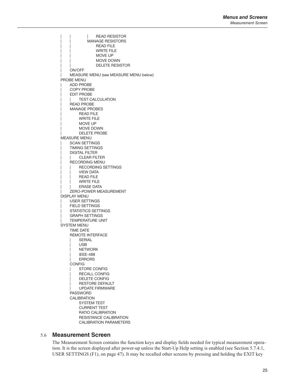 6 measurement screen, Measurement screen, Menus and screens | Fluke 1595A User Manual | Page 35 / 130