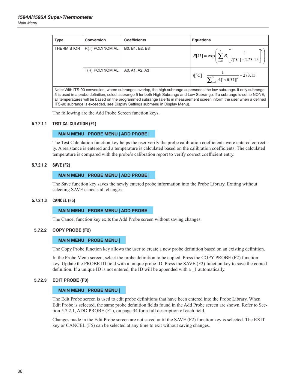 2 copy probe (f2), 3 edit probe (f3), Copy probe (f2) | Edit probe (f3) | Fluke 1595A User Manual | Page 46 / 130
