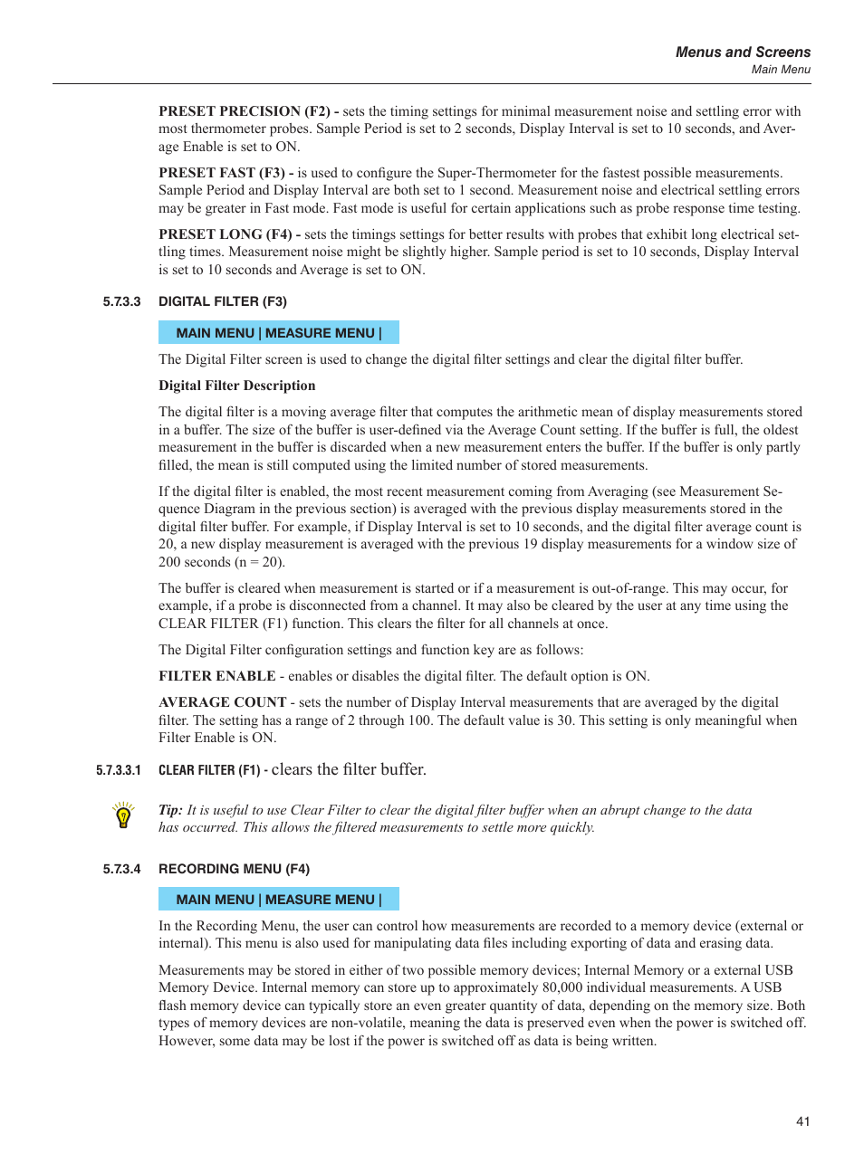 3 digital filter (f3), 4 recording menu (f4), Digital filter (f3) | Recording menu (f4) | Fluke 1595A User Manual | Page 51 / 130