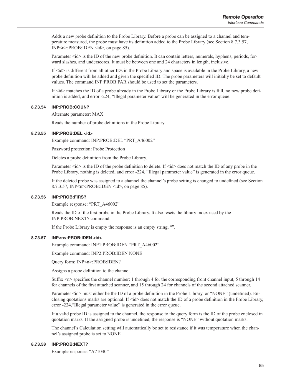 54 inp:prob:coun, 55 inp:prob:del <id, 56 inp:prob:firs | 57 inp<n>:prob:iden <id, 58 inp:prob:next, 54 inp:prob:coun? 8.7.3.55, Inp:prob:del <id, 56 inp:prob:firs? 8.7.3.57, Inp<n>:prob:iden <id | Fluke 1595A User Manual | Page 95 / 130